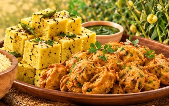 Dhokla and pakoras made with Golden Grain Besan